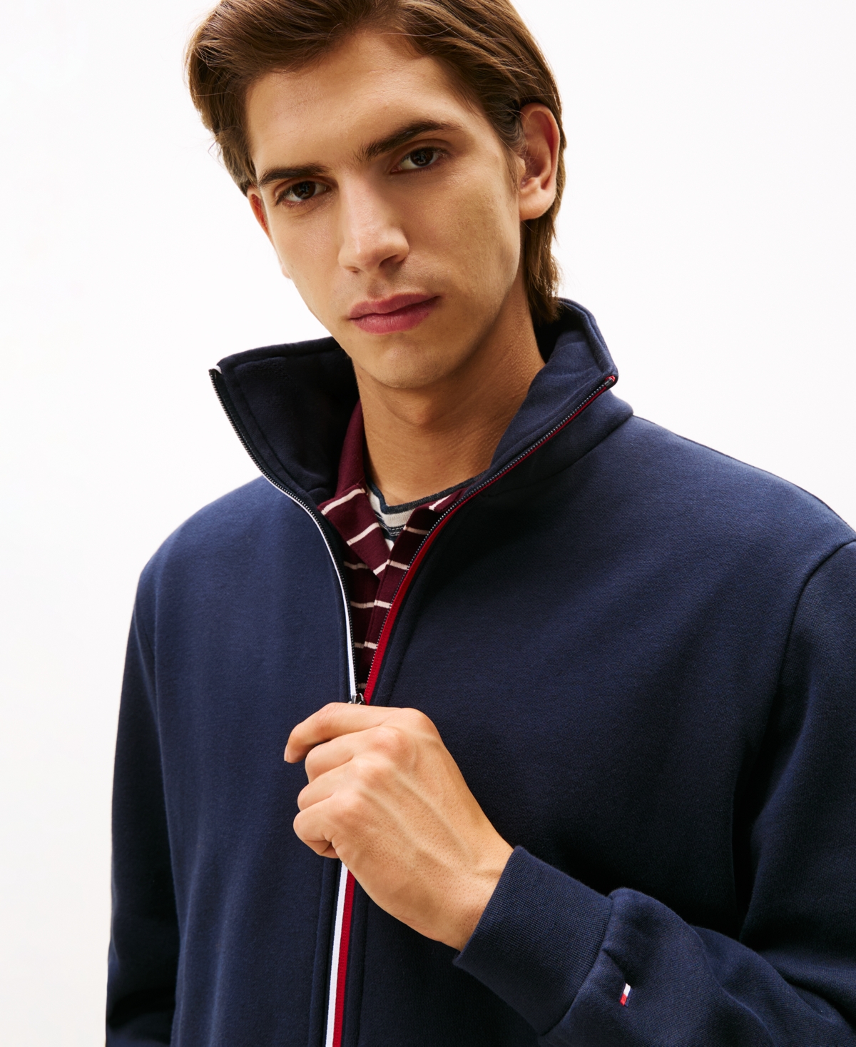 Tommy Hilfiger Signature Stripe Zip Sweatshirt In Blue