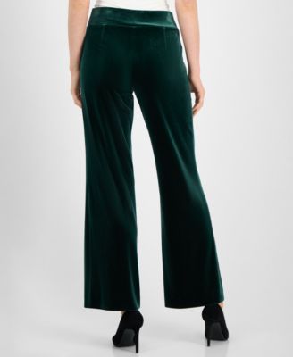 Women's Velvet High-Rise Pull-On Wide-Leg Pants