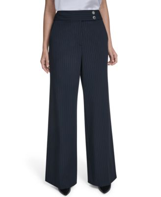 Women's Pinstripe High-Rise Wide-Leg Pants