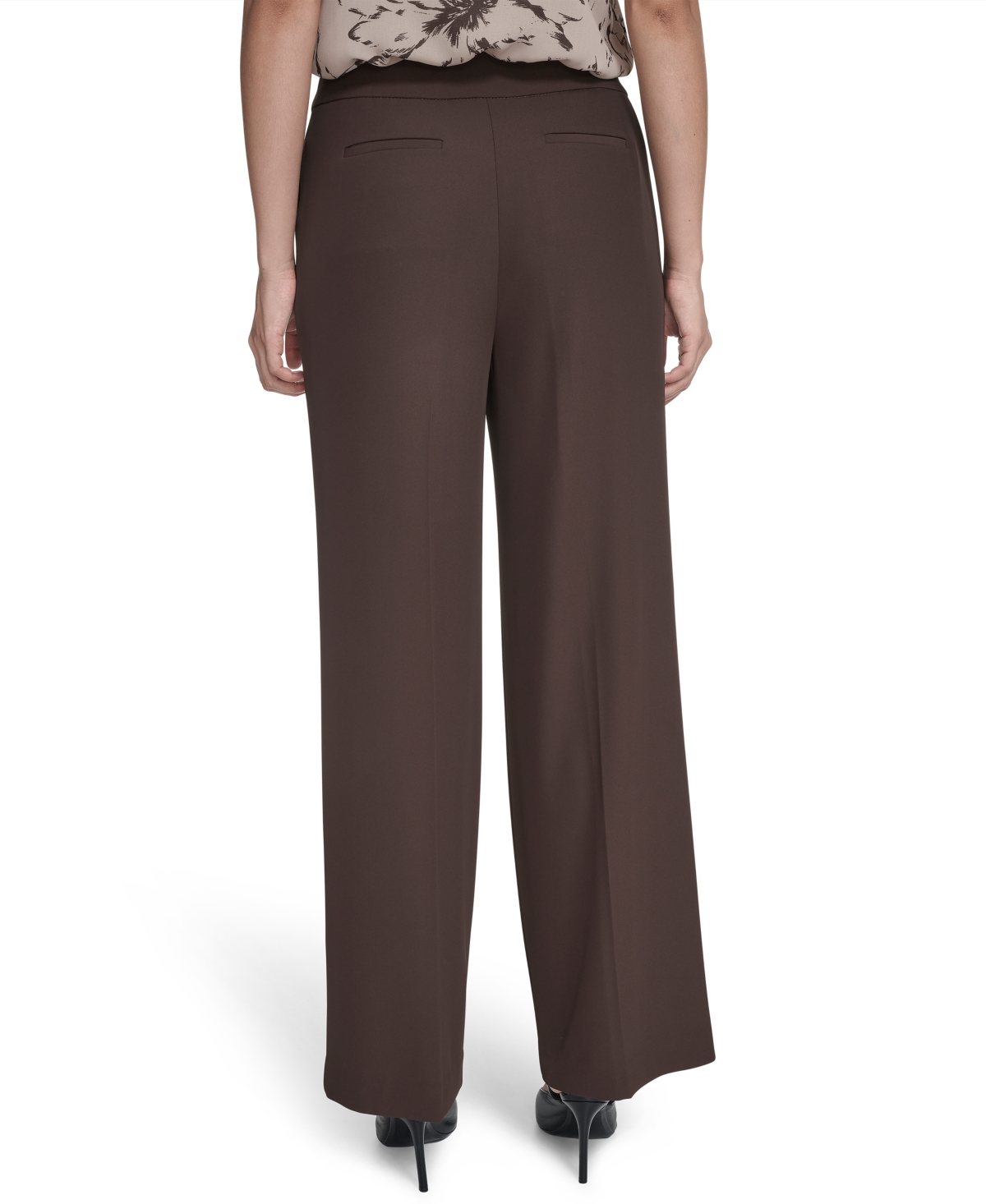 Calvin Klein Plus Size Mid-rise Wide-leg Pants In Brown