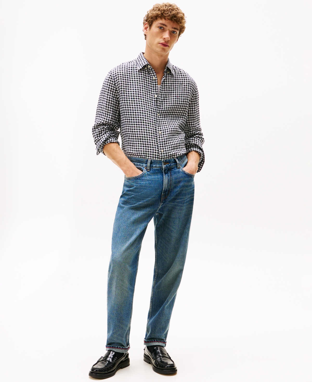 Tommy Hilfiger Regular Fit Gingham Linen Shirt In Multi