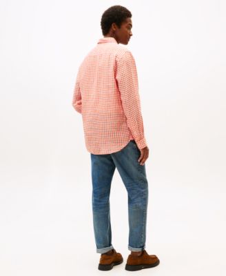 Men's Linen Gingham Button Up Shirt