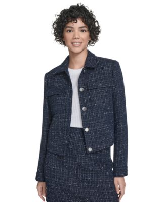 Women's Boucle Cropped Long-Sleeve Jacket