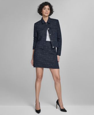 Women's Boucle Cropped Long-Sleeve Jacket