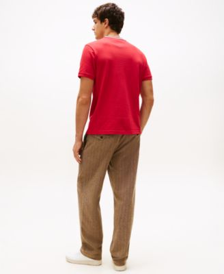 Men's Red, White & Blue Pique Textured T-Shirt