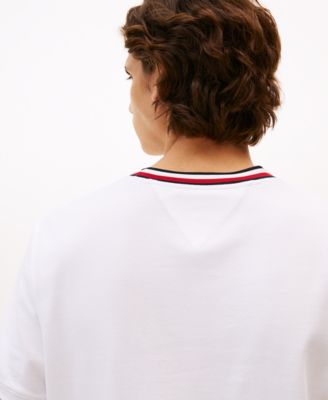 Men's Red, White & Blue Pique Textured T-Shirt