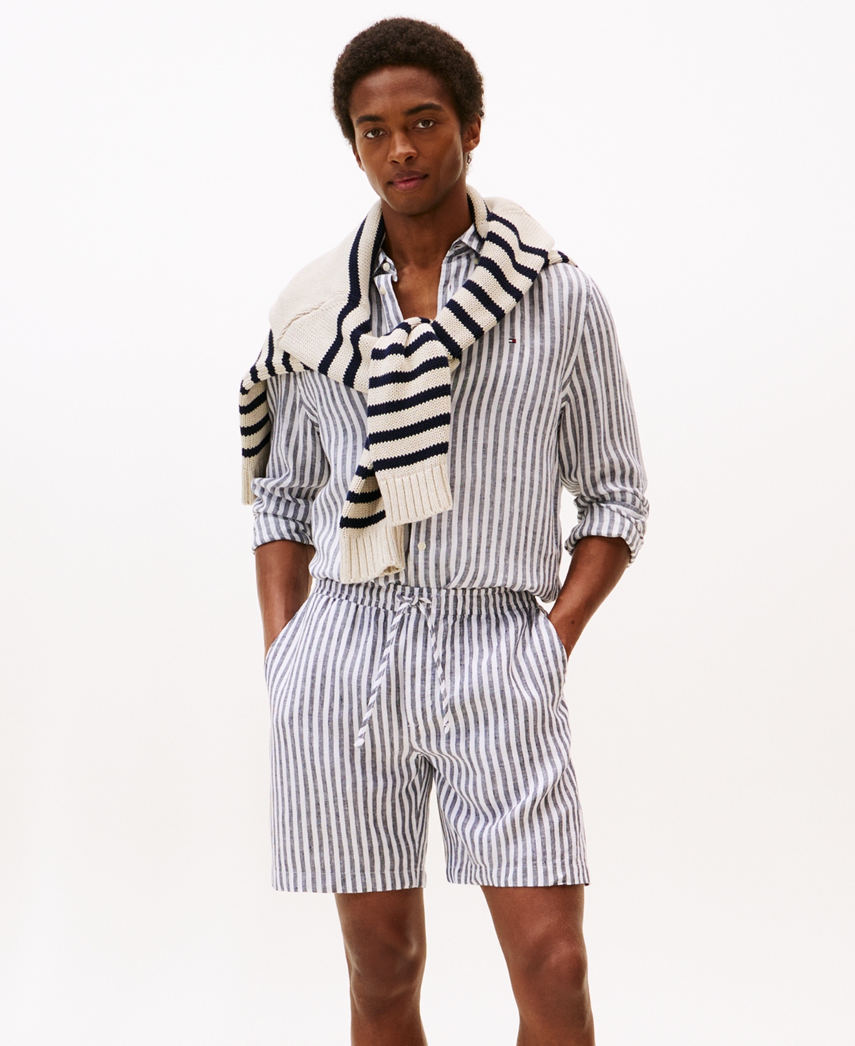 Tommy Hilfiger Men's Stripe Linen Shorts In Multi