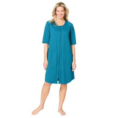 Women's Short Zip-Front Robe in French Terry