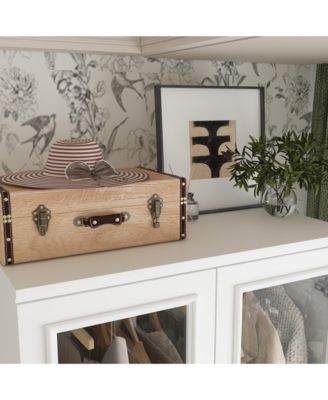 White 2-door 3-drawer wardrobe with tempered glass, bedroom Armoire, wooden Closet