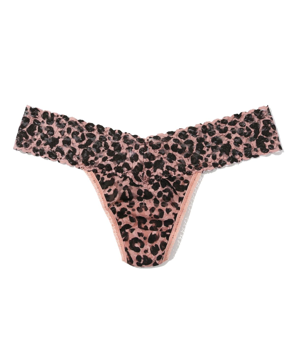 Women's Printed Signature Lace Low Rise Thong Panty - Beige