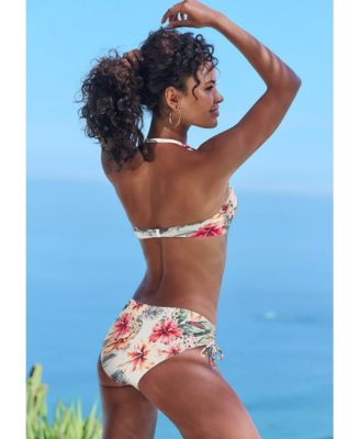 Women's Tropical Print Bandeau Bikini Swimsuit Top Bra Sizing