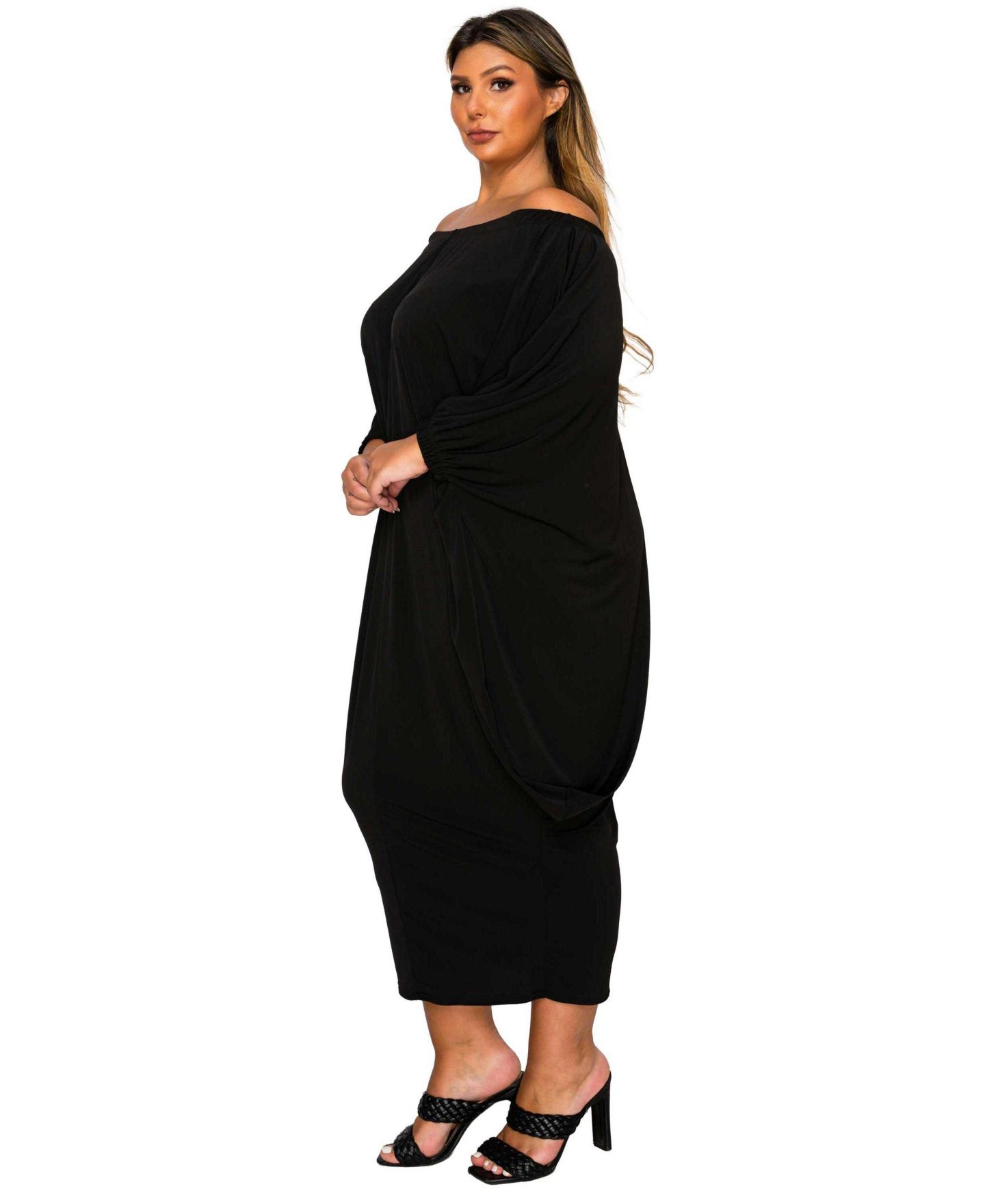 Женское платье L I V D Plus Size Eero Off Shoulder Taper Hem, цвет: Чёрный — фото 3