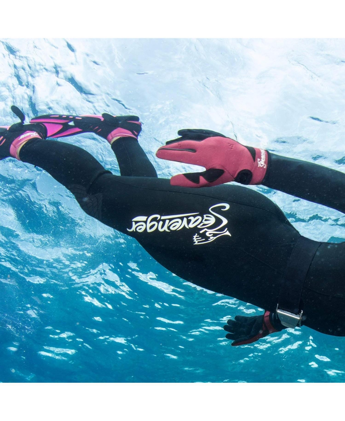 Seavenger Abyss 1.5mm Mesh Reef Water Sports Gloves with Amara Leather Palm
