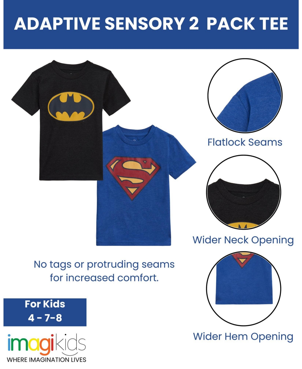 Justice League Little Boys Batman Superman 2 Pack T-Shirts
