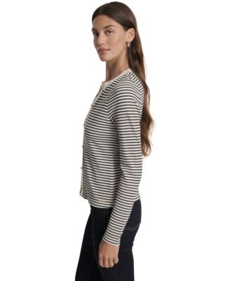 Women's Striped Button-Front Cardigan