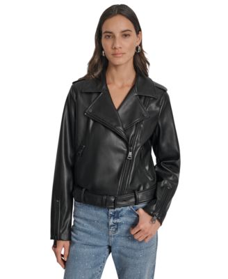 DKNY Jeans - Women's Faux-Leather Moto Jacket