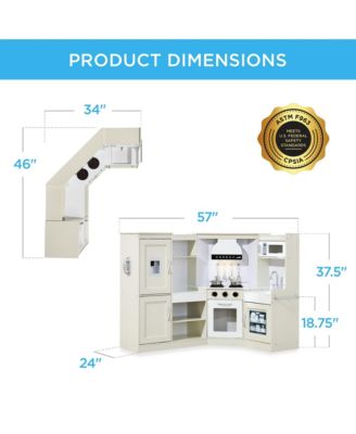 Pretend Play Corner Kitchen, Interactive Wooden Kids Set w/ Lights and Sounds