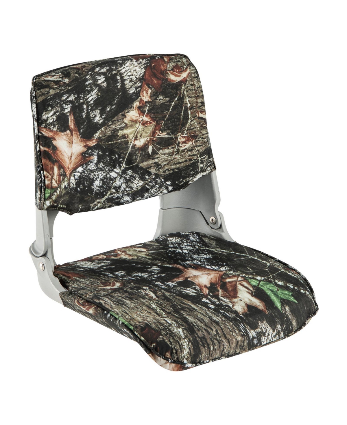 Low Back Folding Padded Boat Seat with 4 Bolts for Outdoor Adventures - Charcoal