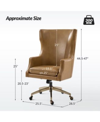 Heeg 47'' H Genuine Leather Swivel Adjustable Height Tilting Executive Chair with High Backrest