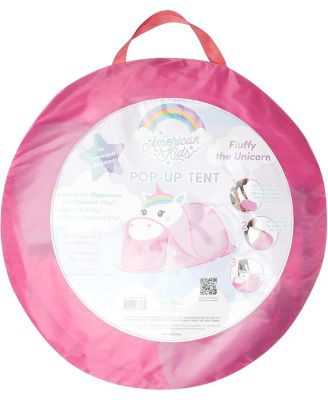 Figural Unicorn Pop Up Portable Play Tent with Carry Case, 71" L x 35" w x 33" H, Pink
