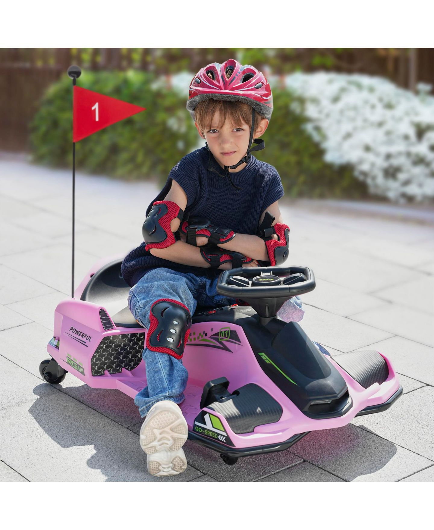 Детская игрушка Aosom 12V Electric Drifting Go Kart with Music, Ages 8-12, цвет: Розовый — фото 2