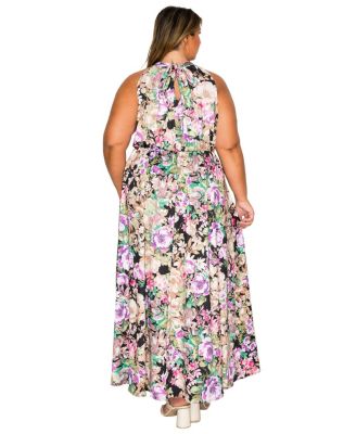 Women's Plus Size Bryony Floral Halter Neck Dress