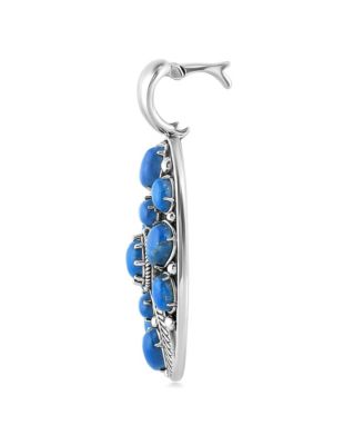 Sterling Silver Denim Lapis Oval Leaf Pendant Enhancer