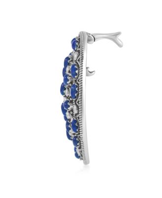 Sterling Silver Lapis Cluster Gemstone Oval Pendant Enhancer