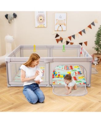 Toddler Large Playpen w/ Mat Play Yard w/ Pull Rings & Ocean Balls Play Area