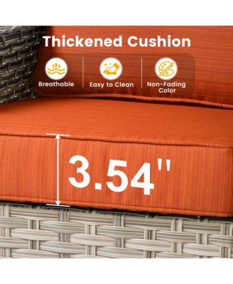 Outdoor Patio Furniture Set,8 Pieces Rattan Outdoor Sectional Cozy Sofa,Patio Conversation Sets with Swivel Chairs and Solar Coffee Table