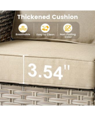 8-Piece Rattan Outdoor Patio Furniture Set with Sectional Sofa, Swivel Chairs, and Solar Coffee Table