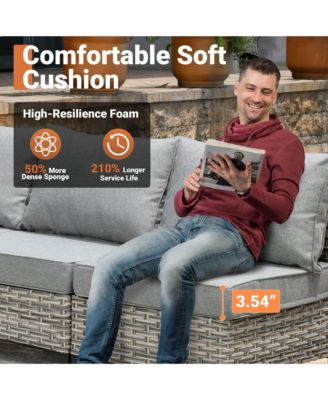 Outdoor Patio Furniture Set,8 Pieces Rattan Outdoor Sectional Cozy Sofa,Patio Conversation Sets with Swivel Chairs and Solar Coffee Table