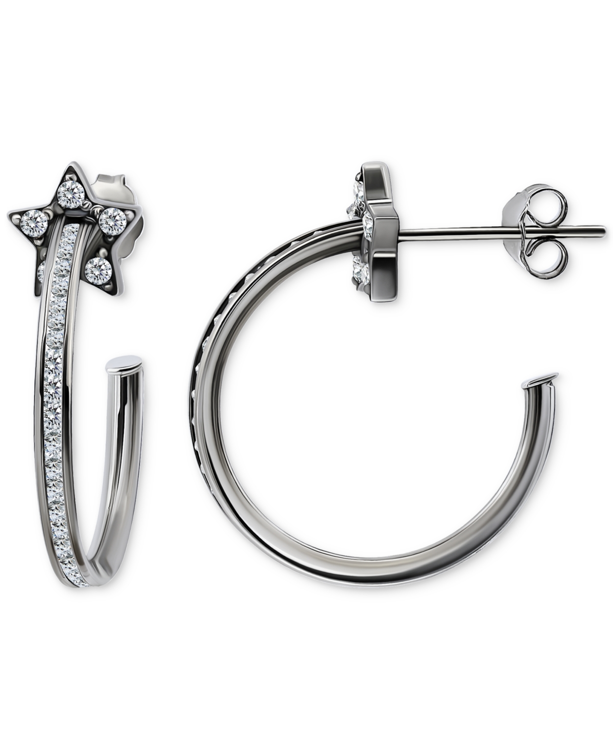 Cubic Zirconia Star Small Hoop Earrings, 0.75", Macy's Exclusive - Gold