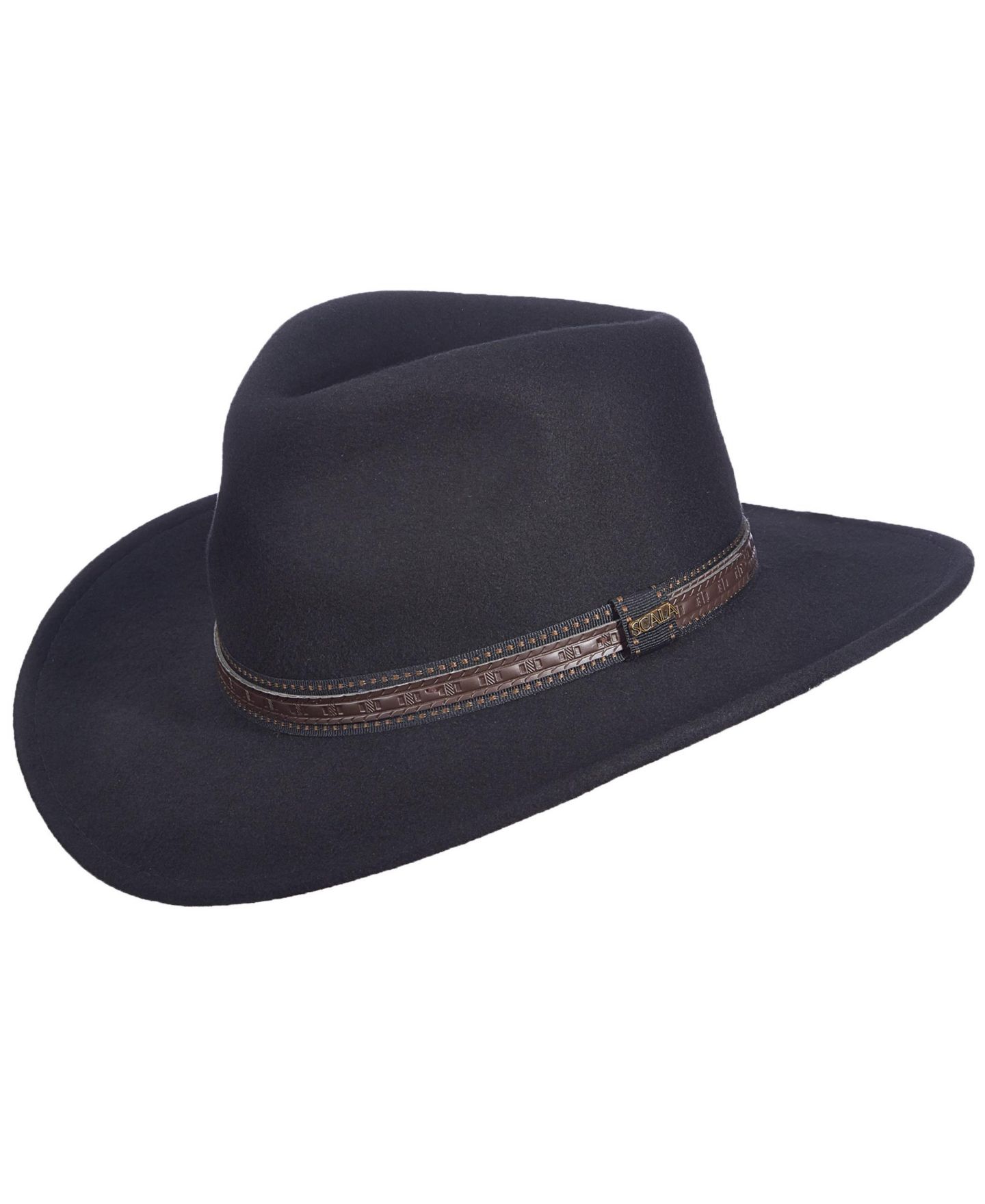 Мужской головной убор Scala Wool Felt Outback Overlay Hat, цвет: Чёрный — фото 3