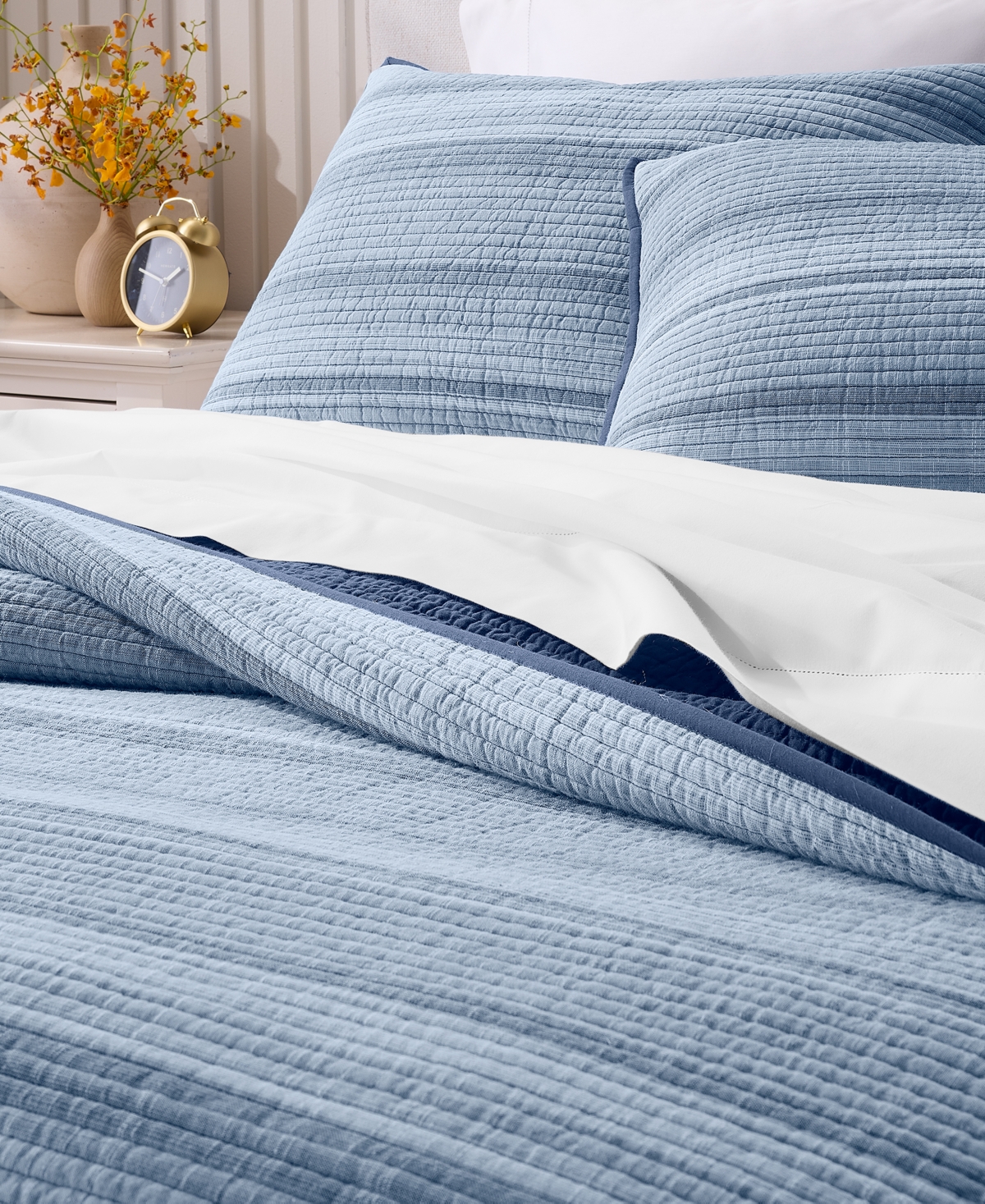 Charter Club Textured Yarn Dye 3-pc. Quilt Set, King, Macy's Exclusive In Blue