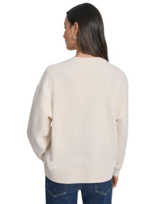 Women's Rhinestone Logo Cotton Crewneck Sweatshirt