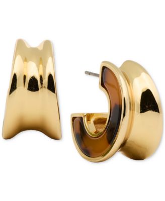 kate spade new york - Gold-Tone Bold Tortoise Small Hoop Earrings, 0.82"