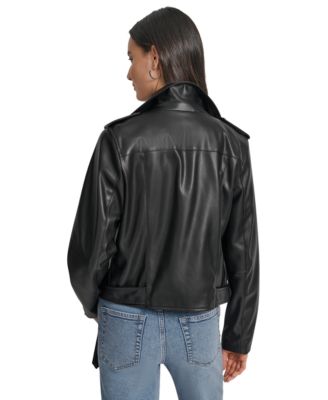 Women's Faux-Leather Moto Jacket
