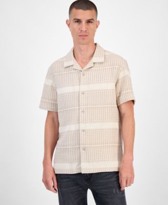 Men's Arrow Jacquard Short Sleeve Button-Up Shirt