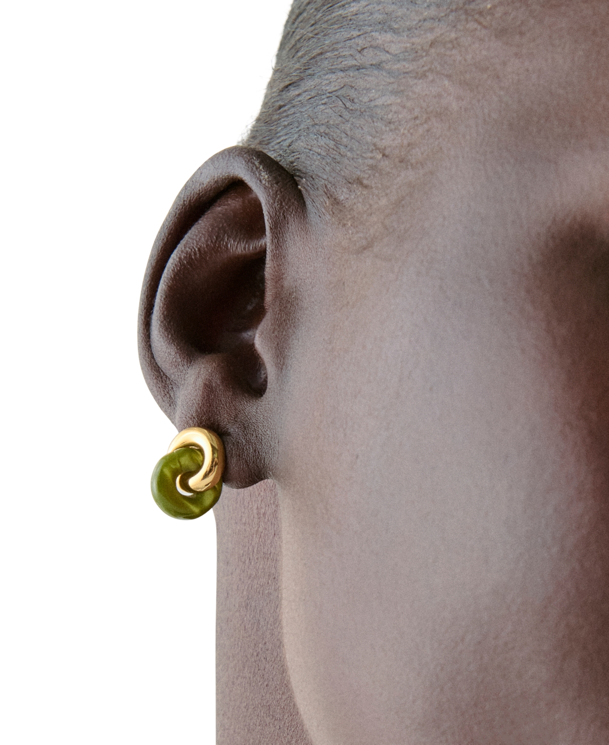 Kate Spade Two-tone Interlock Stud Earrings In Green