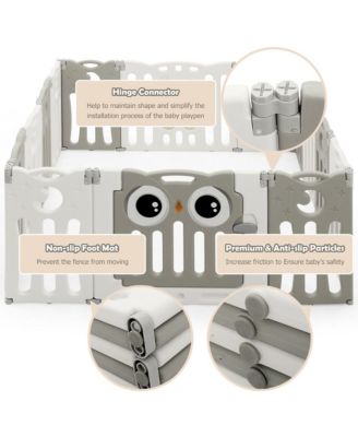 14-Panel Baby Playpen Kids Activity Center Foldable Play Yard w/ Lock Door