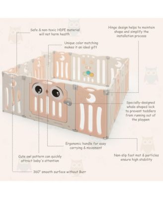 14-Panel Baby Playpen Kids Activity Center Foldable Play Yard w/ Lock Door