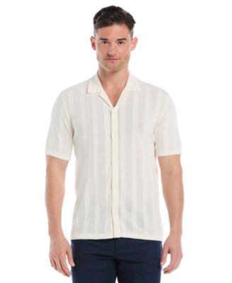 Cubavera - Men's Short Sleeve Button-Front Camp Sweater