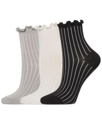Women's 3-Pk. Sheer Ribbed Anklet Socks U24421MP	