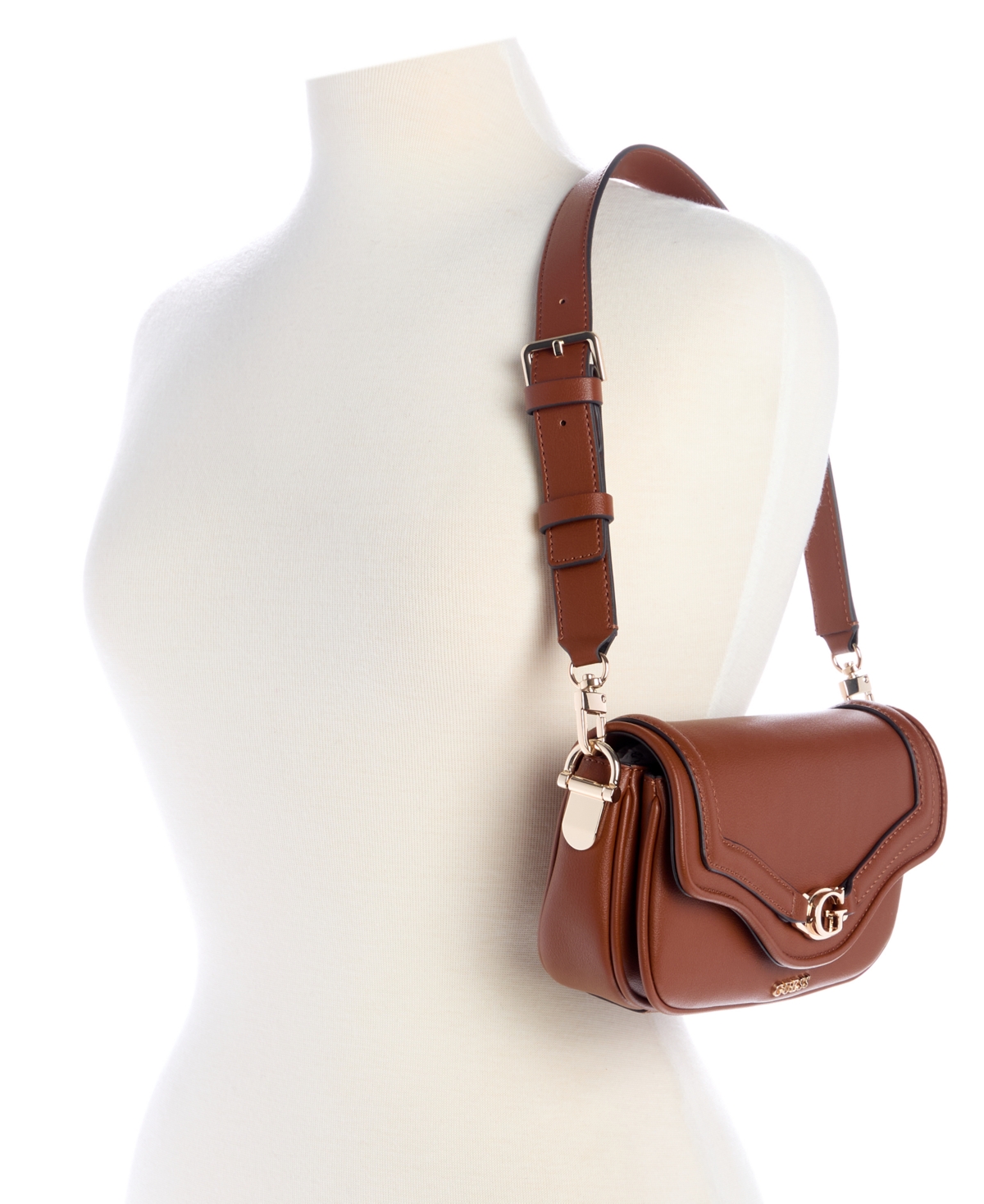 Guess Dea Small Flap Shoulder Bag In Brown