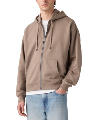 Men's Relaxed Fit Cropped Full-Zip Hoodie