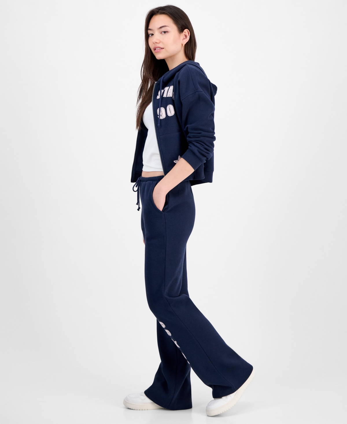 Planet Heart Juniors' Novelty Flare Fleece Sweatpants In Blue