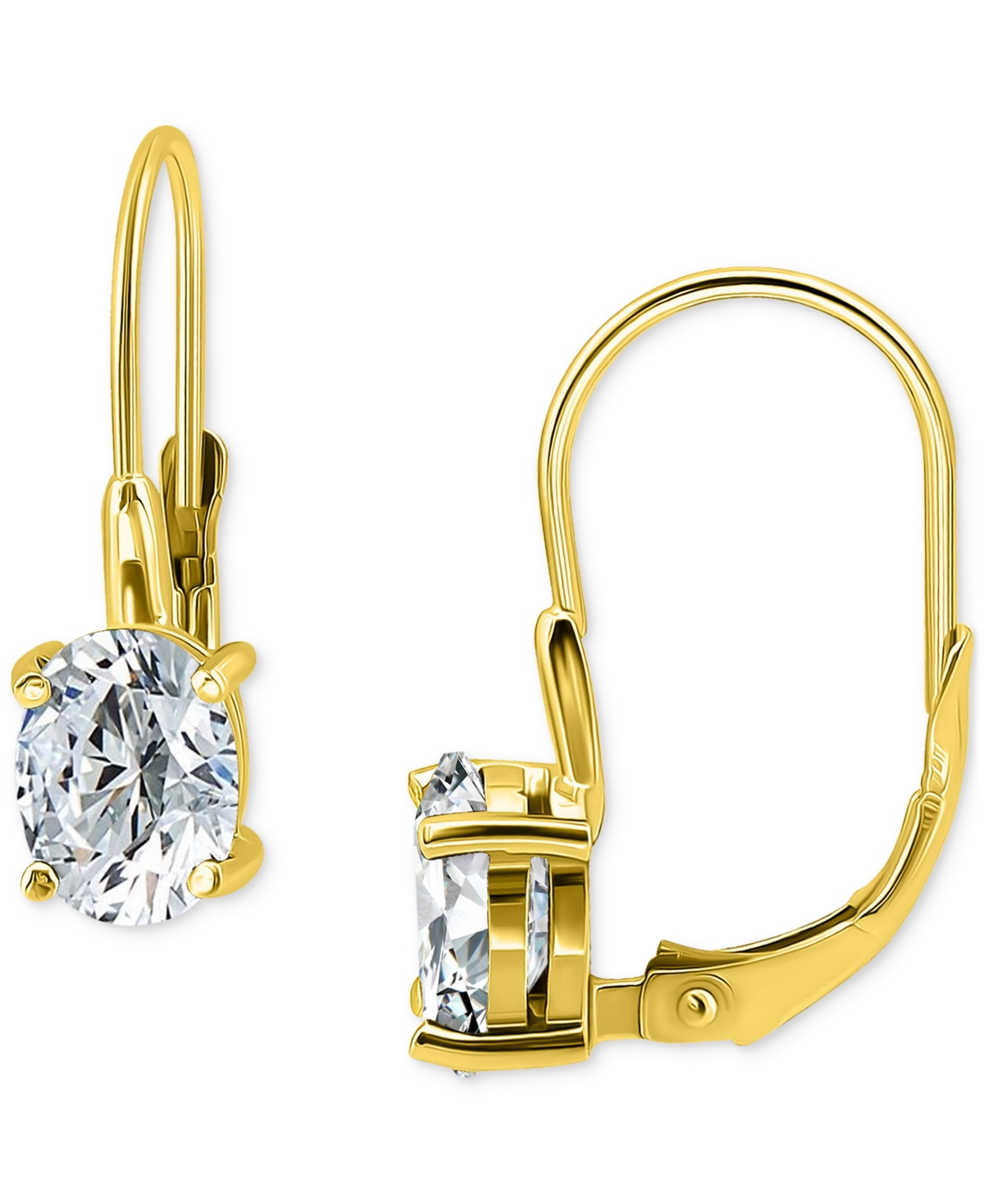 Giani Bernini Cubic Zirconia Oval Leverback Drop Earrings In 18k Gold-plated Sterling Silver, Macy's Exclusive In Gold