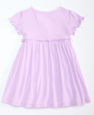 Baby Girls Short-Sleeve Solid Pointelle Dress