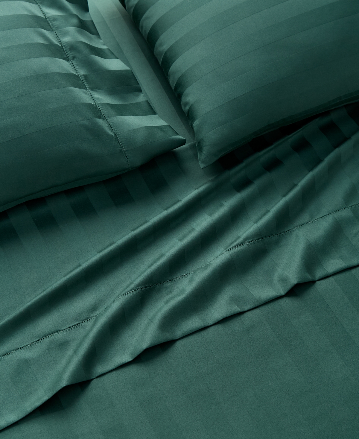 Charter Club 1.5" Stripe 550 Thread Count 100% Cotton 3-pc. Sheet Set, Twin, Exclusively At Macy's In Green